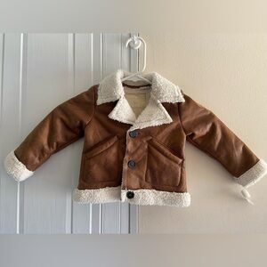 Toddler Sherpa Faux Suede‎ Brown Jacket 2T IKKS Happy Collection NWT